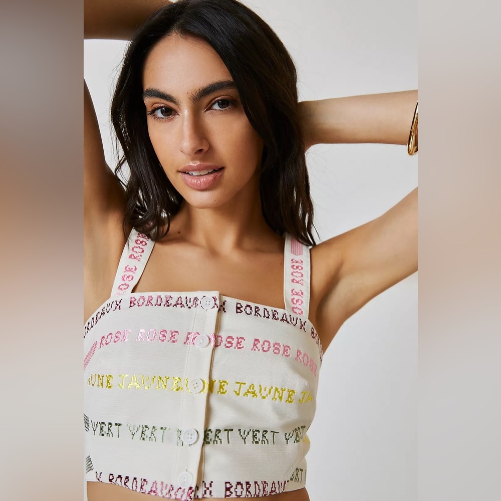 Anthropologie Embroidered Crop Top